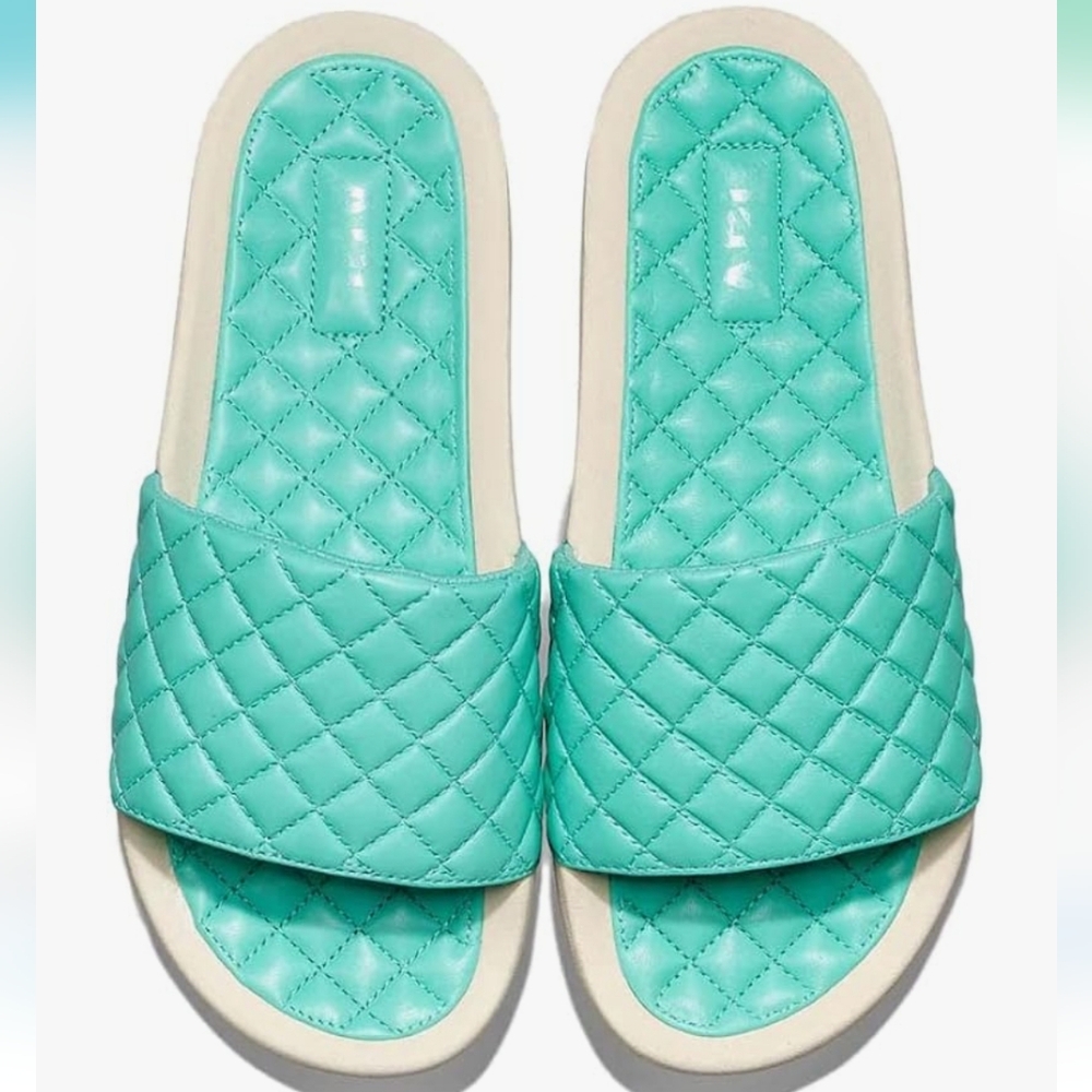 APL Lusso Leather Slides Sandal Size 7 Color Mint/Pristine New In Box
